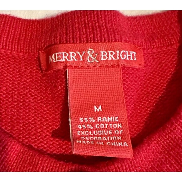 Merry & Bright Christmas Dalmatian Dog Button Up Cardigan Sweater sz M - Picture 7 of 8